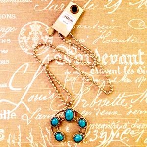 Anthropologie turquoise necklace with silver chain